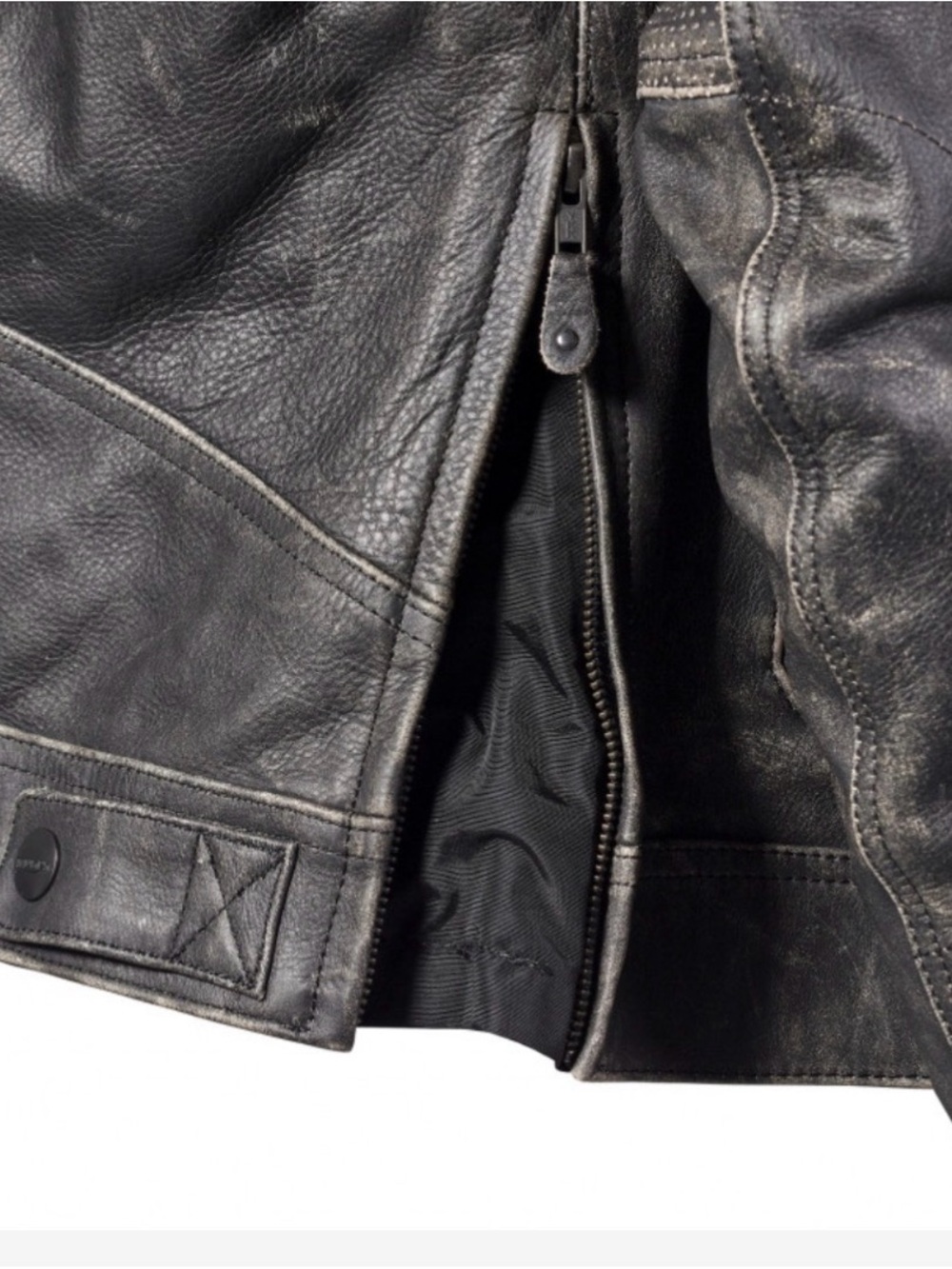 Triumph Black Leather Jacket with Red & Cream Racing Stripes - Picture 6 of 7